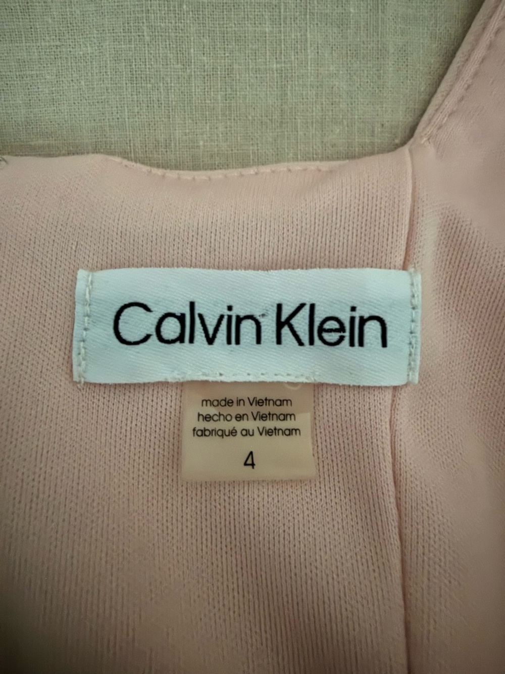 Calvin Klein Blush Pink Sheath Dress | Ruffle Cap Sleeve | Square Back | Lined - Picture 5 of 11